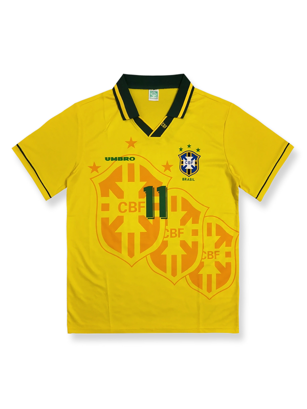 製品画像：94 年ワールドカップブラジル 11 番ロマーリオユニフォーム正面図
