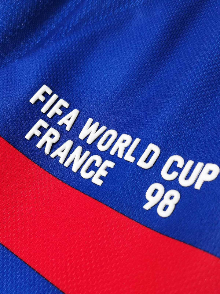 1998シーズン フランス代表 ホーム 決勝版 長袖ユニフォーム エンブレムとワールドカップ記念マーク 詳細図