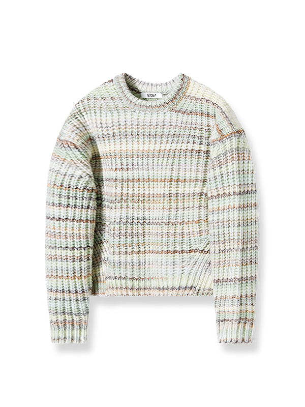 粗織りクルーネックセーター正面図
