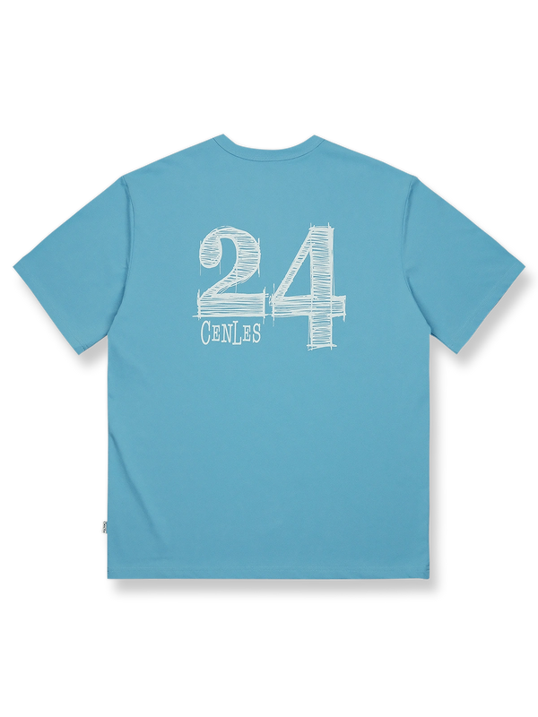 "No.24"レトロスポーツ半袖Tシャツの正面全体図、5色を展示