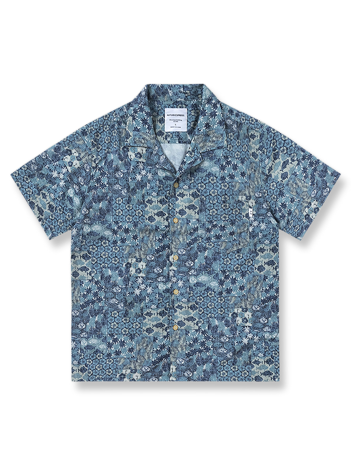 ハワイアンプリント半袖シャツの正面図