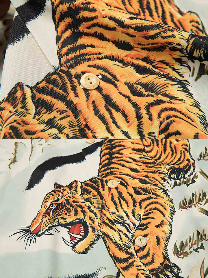 虎柄ハワイアンシャツのディテール画像