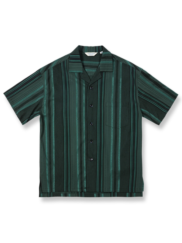  キューバジャカードストライプ半袖シャツの正面画像