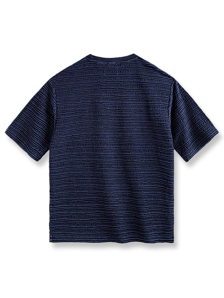 アメリカンヴィンテージスタイルのニットジャカードウェーブ柄Tシャツの全体像