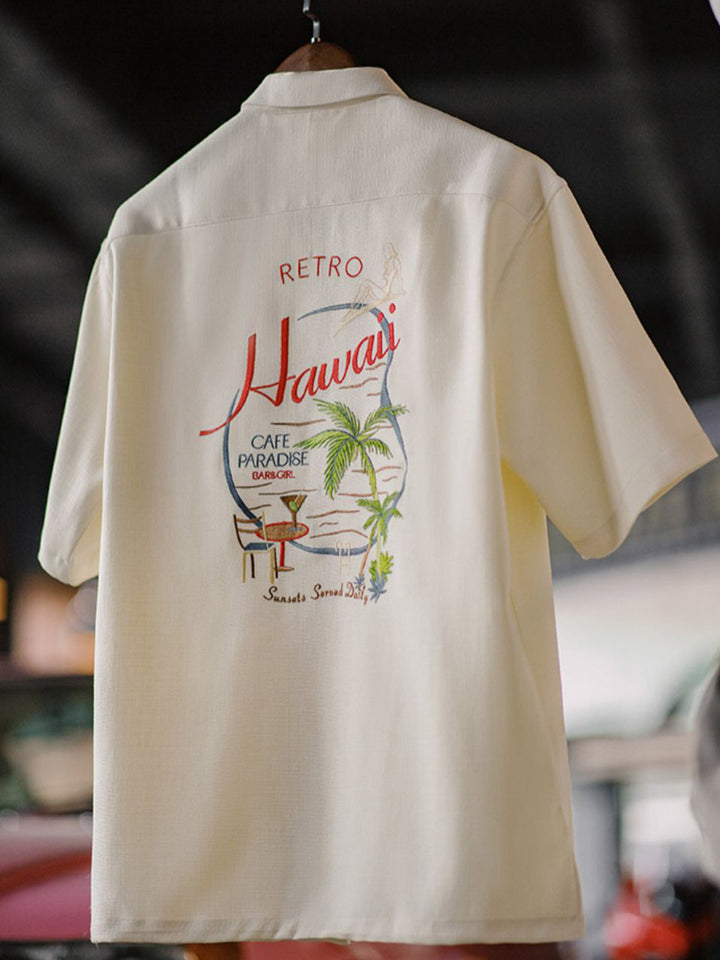 アメリカンヴィンテージハワイアン刺繍半袖シャツの全体像