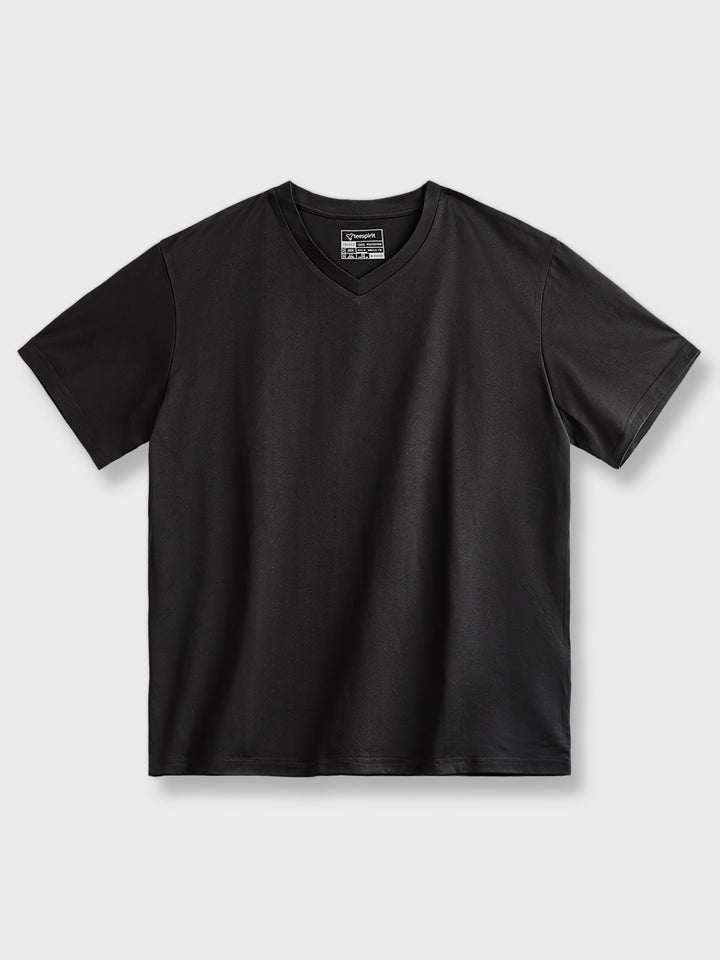 ソロナ速乾クール感短袖Tシャツのフロントビュー。Vネックと細かいテクスチャが特徴の、軽くて快適な夏用シャツ。