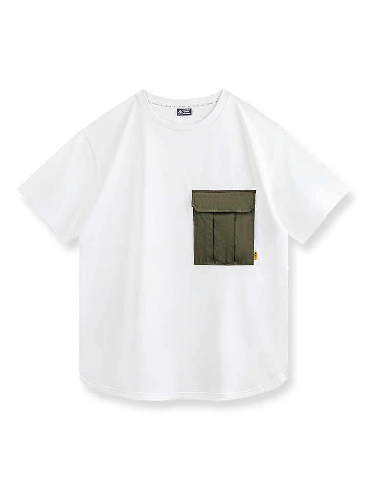 製品画像：M51ポケットパッチワーク半袖Tシャツの正面図