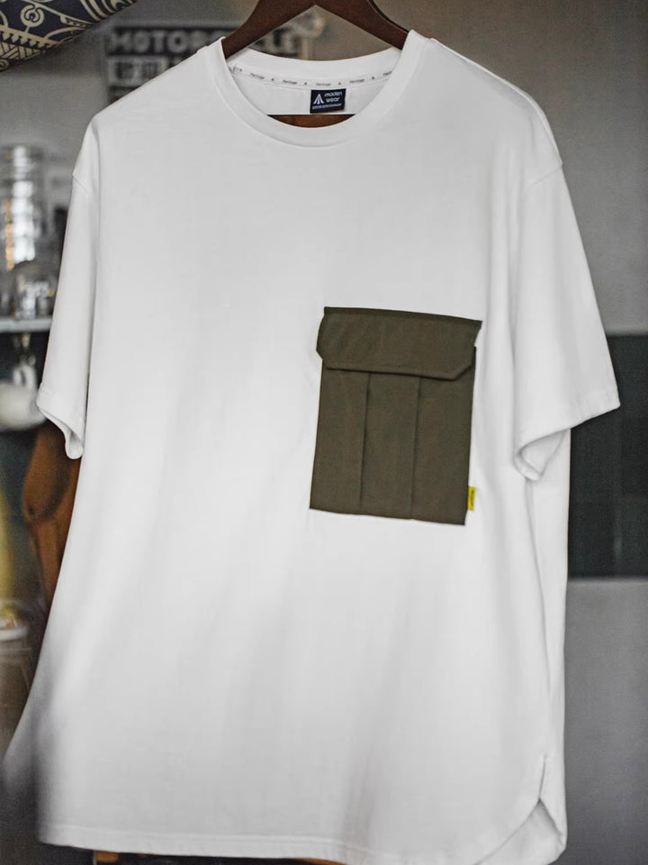 製品画像：M51ポケットパッチワーク半袖Tシャツの正面図