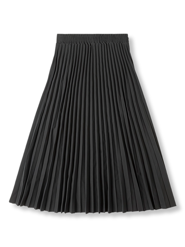 製品画像: ブラックプリーツミモレ丈スカートの正面図