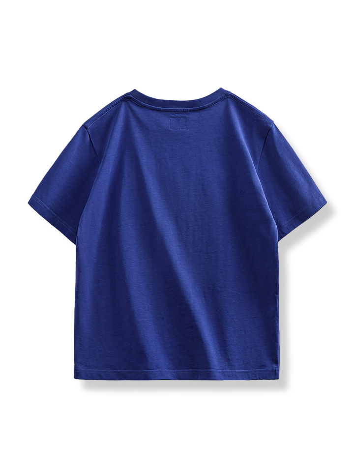 PESSOA CLUBクラインブルー3D刺繍ショートスリーブTシャツ正面展示