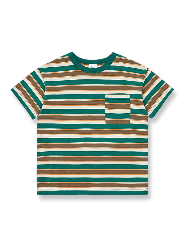 子供用カラフルストライプ半袖Tシャツ