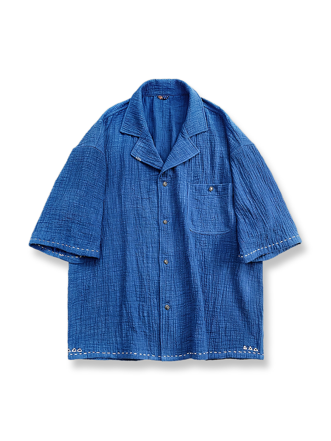 藍染め七分袖シャツ