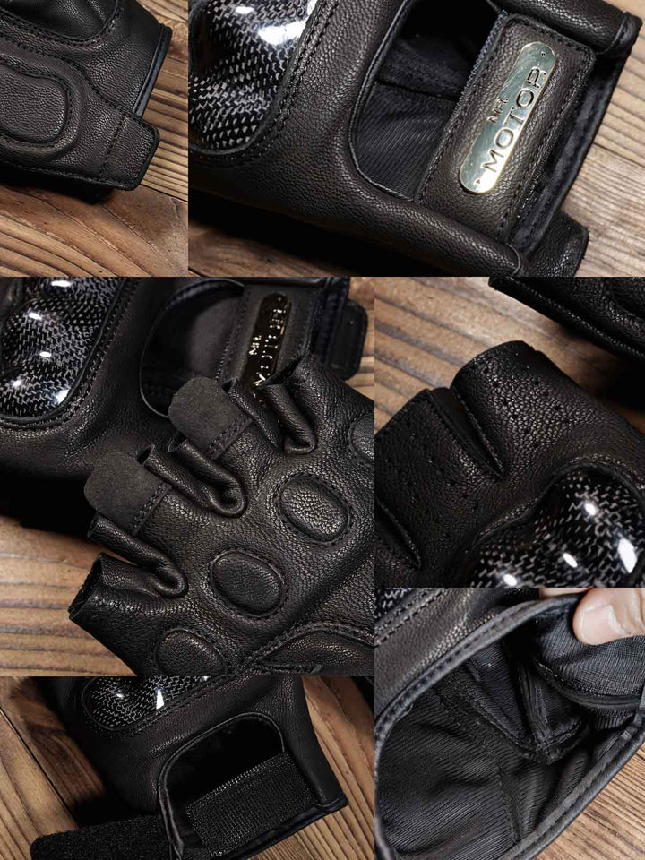 製品画像: カーボンファイバー防護ライディング手袋全体展示