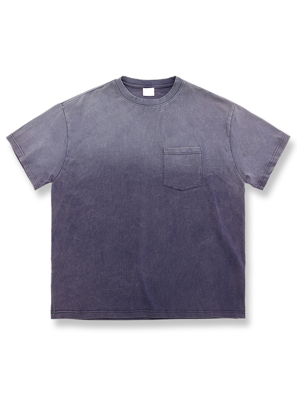 300Gの重厚なアメリカンヴィンテージ風グラデーションフェード半袖Tシャツ全体画像