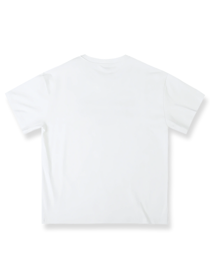 ヴィンテージプリントのクルーネック半袖Tシャツ正面展示