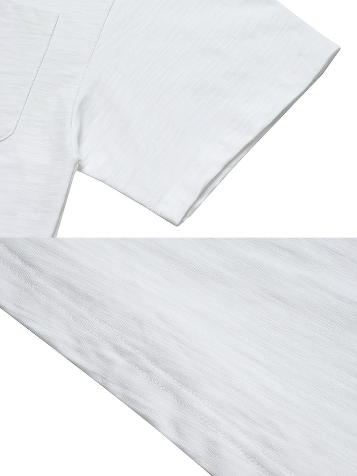 スラブコットン半袖Tシャツポケットの刺繍ディテール
