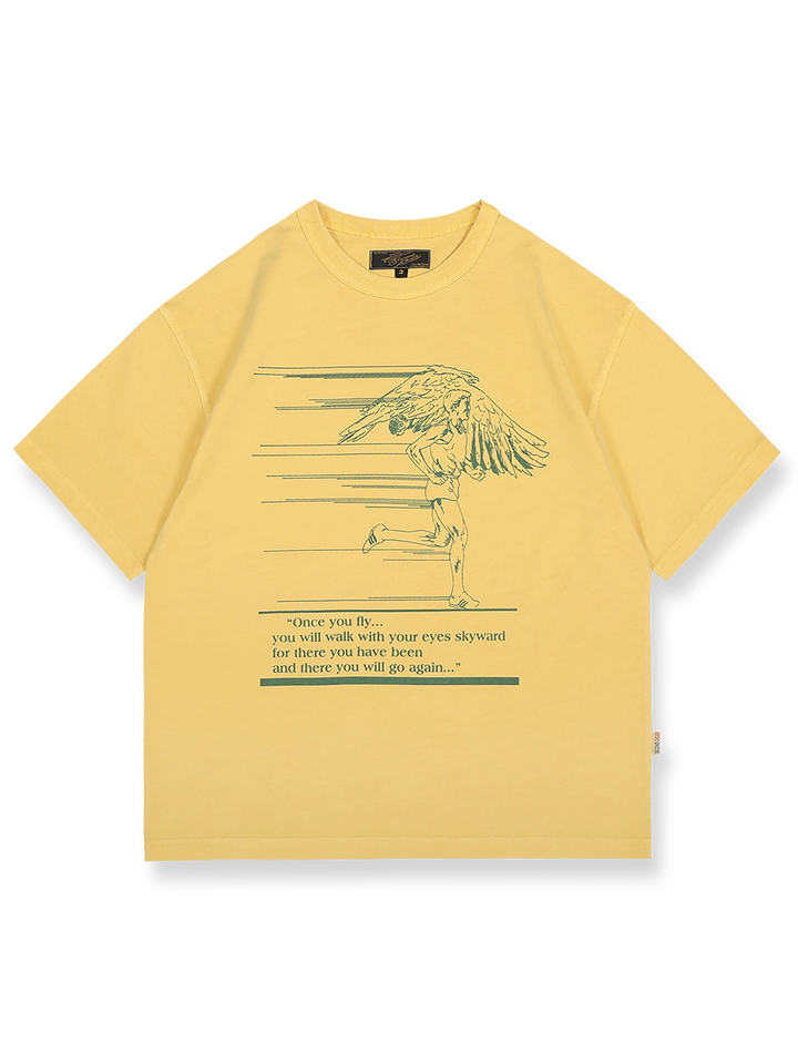 1980 Running Race バティックアメリカンプリントオーバーサイズ半袖Tシャツ正面展示