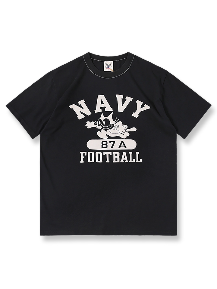 Navy Felix the Cat筒編み無縫製アメリカンヴィンテージ短袖Tシャツの全景画像