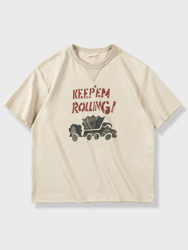 「KEEP’EM ROLLONG」プリントTシャツ