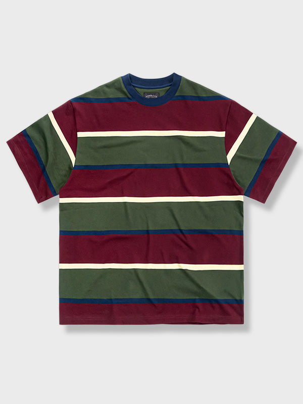PARDON｜赤・緑・青・白ストライプTシャツ
