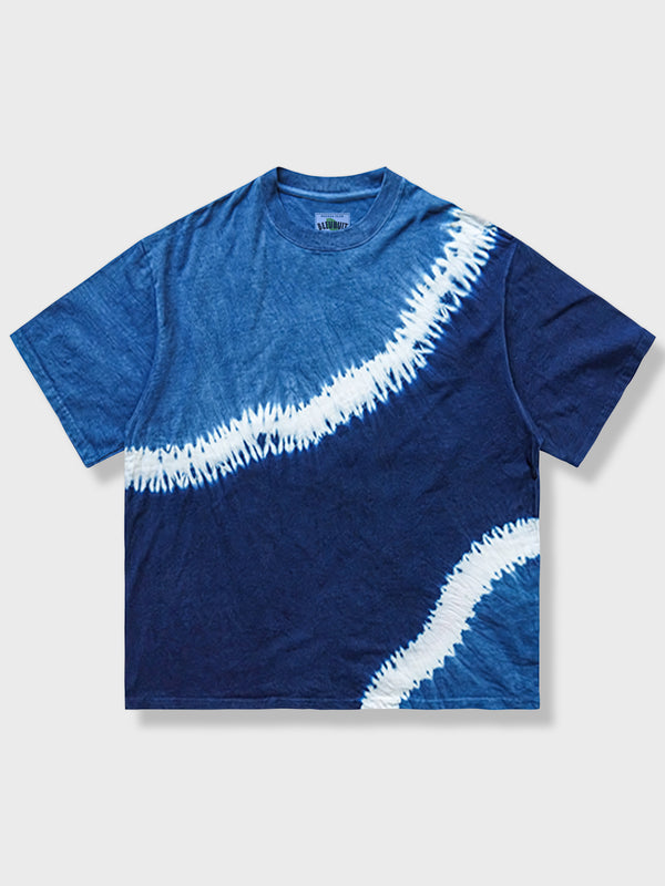 絞り染めシェブロン模様 藍染めTシャツ