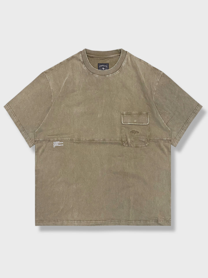 PARDONのウォッシュ加工された半袖Tシャツ、三色展開、純綿330g生地、白背景