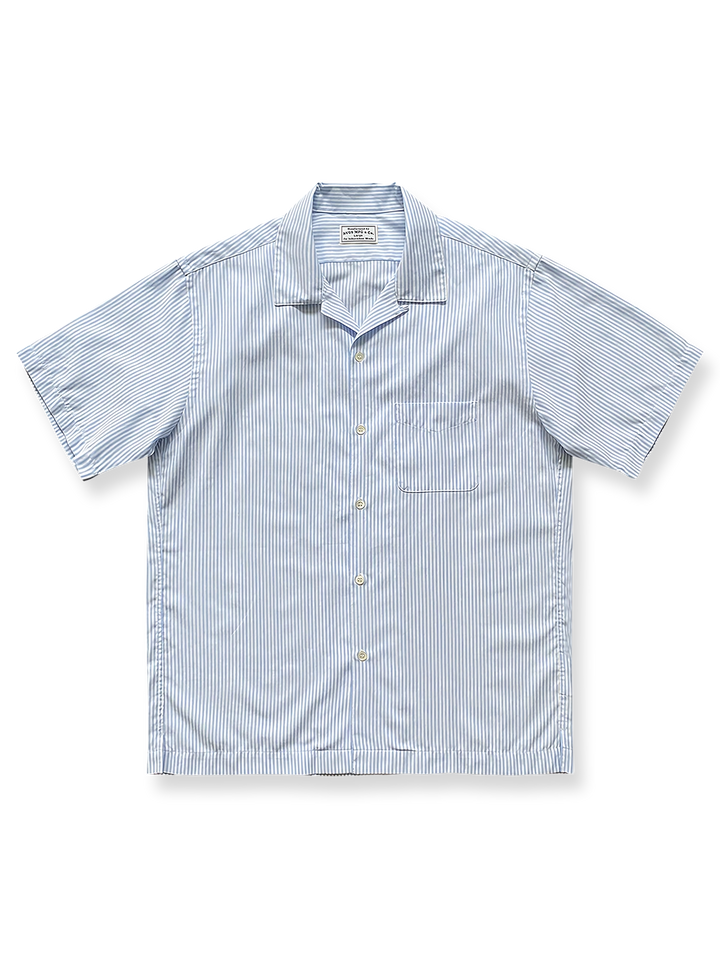ブルー＆ホワイトストライプオックスフォードキューバシャツの正面図