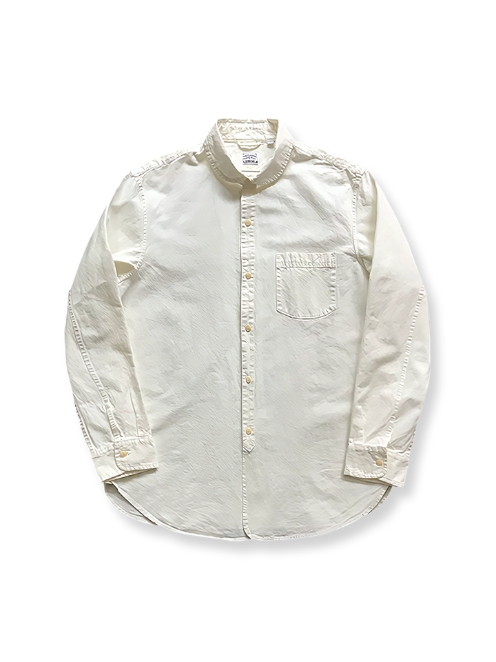  1930年代アップルカラーシャツ クリームホワイト厚手コットンの正面図