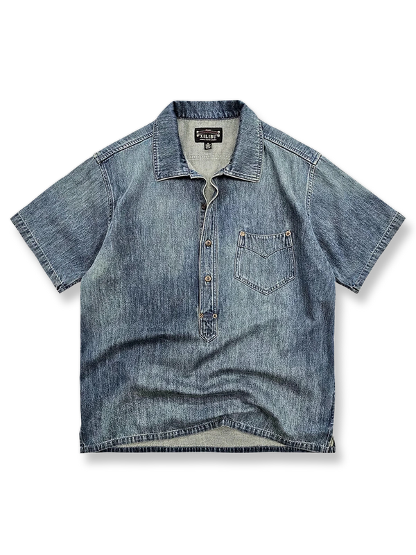 ヴィンテージマイナースタイル デニム半袖シャツの正面全体図
