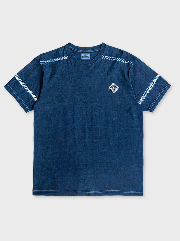 刺繍 藍染めTシャツ