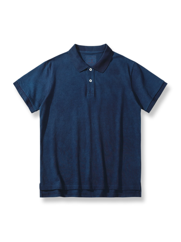 藍染め手工芸ポロシャツ正面図