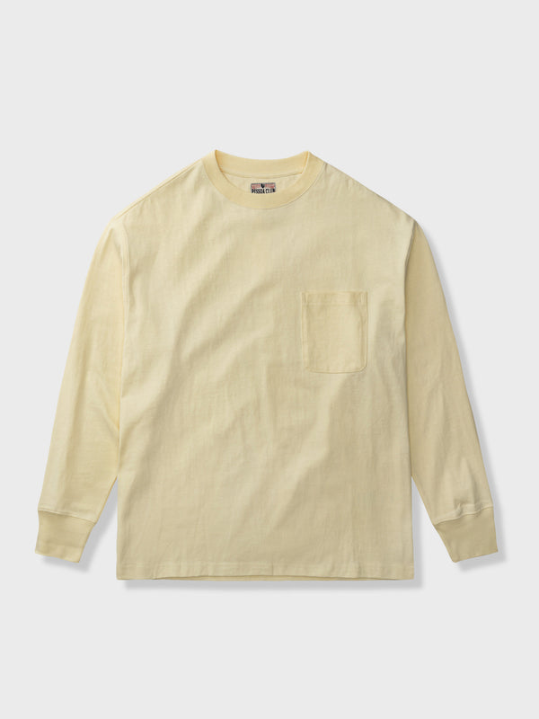 PARDON｜淡い黄色 丸襟長袖インナーTシャツ